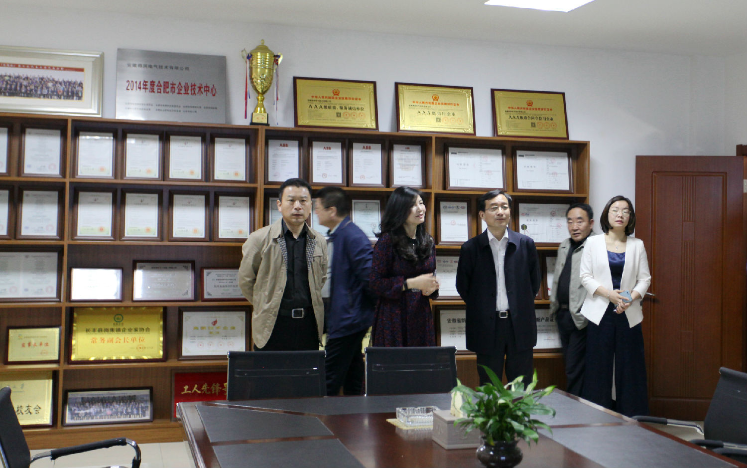 安徽得潤(rùn)電氣 成套高低壓配電柜廠家 縣委書記來(lái)訪 電話：400-0551-777 QQ：3176885416